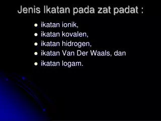 jenis ikatan pada zat padat