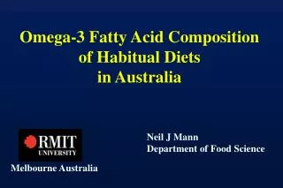 Omega-3 Fatty Acid Composition of Habitual Diets in Australia