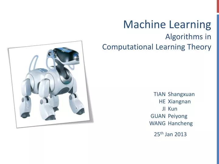machine learning algorithms in computational learning theory