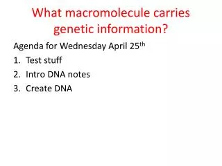 What macromolecule carries genetic information?