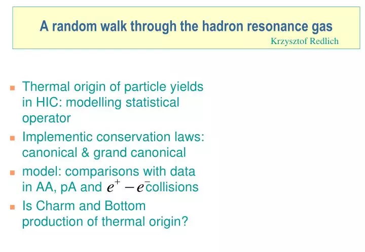 a random walk through the hadron resonance gas