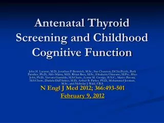 Antenatal Thyroid Screening and Childhood Cognitive Function