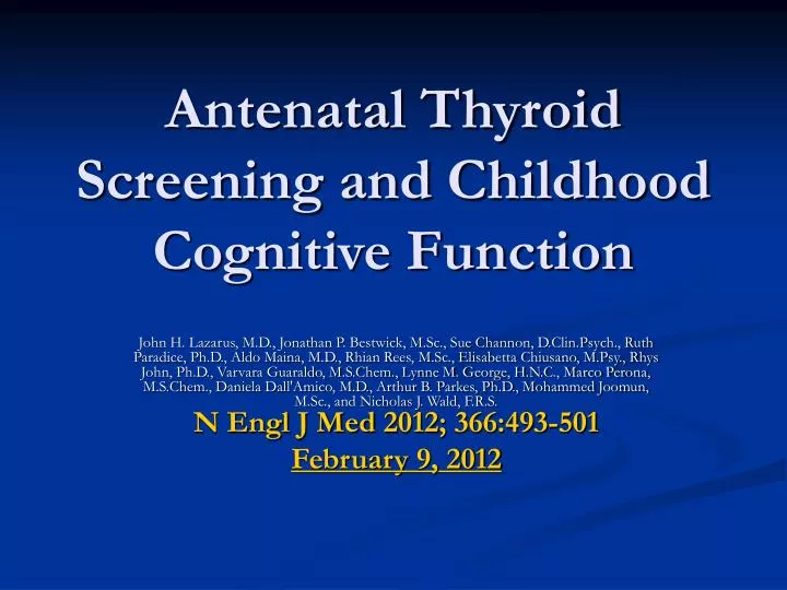 antenatal thyroid screening and childhood cognitive function