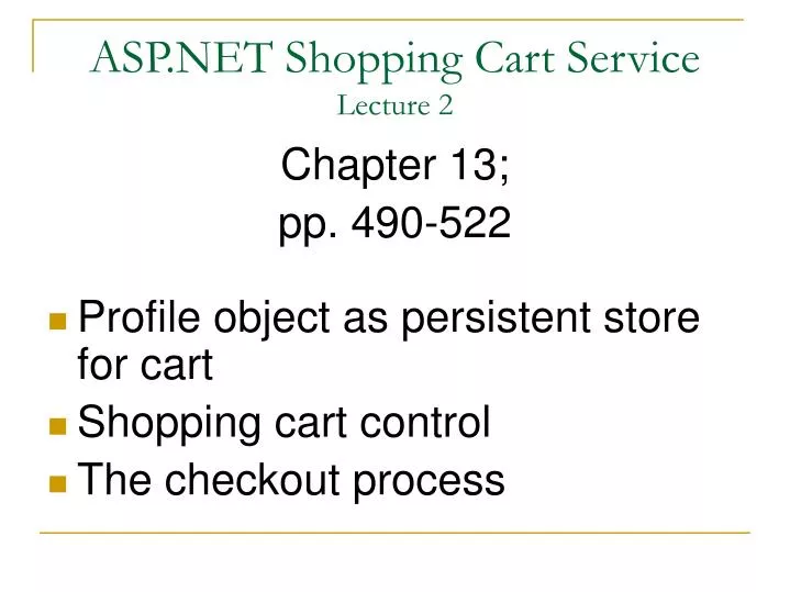 asp net shopping cart service lecture 2