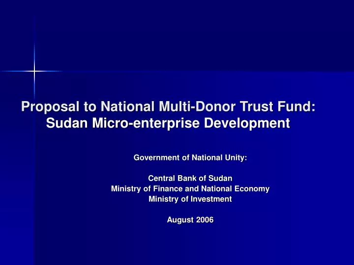 proposal to national multi donor trust fund sudan micro enterprise development