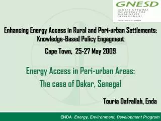 Energy Access in Peri-urban Areas: The case of Dakar, Senegal