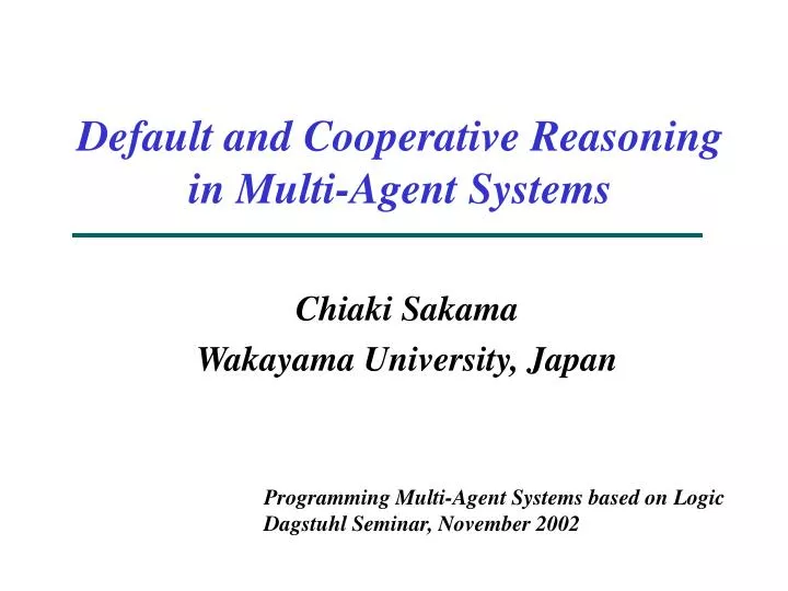 default and cooperative reasoning in multi agent systems