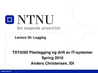 Lecture 30: Logging