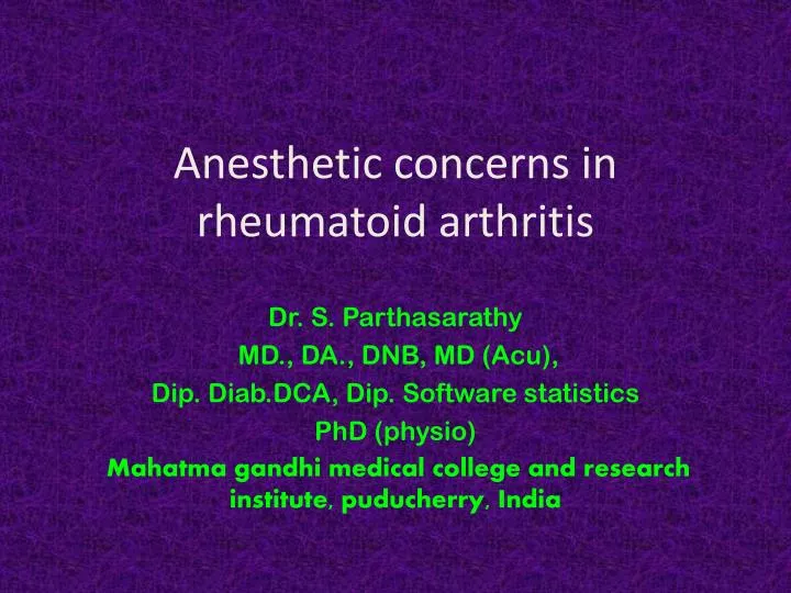 anesthetic concerns in rheumatoid arthritis