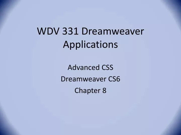 wdv 331 dreamweaver applications