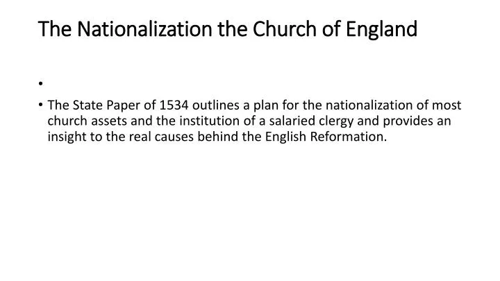 the nationalization the church of england