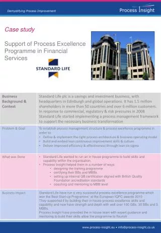 Case study Support of Process Excellence Programme in Financial Services