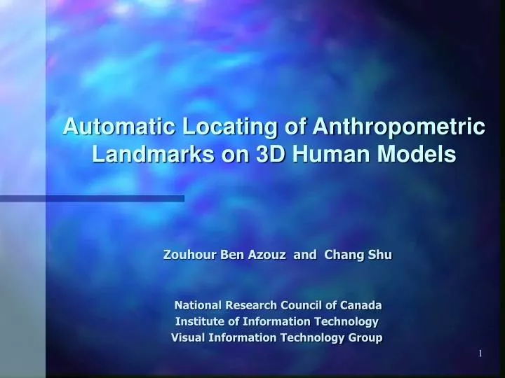 automatic locating of anthropometric landmarks on 3d human models
