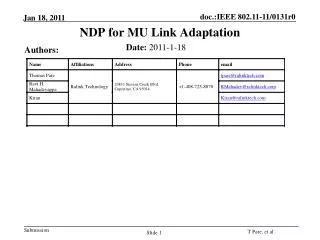 NDP for MU Link Adaptation