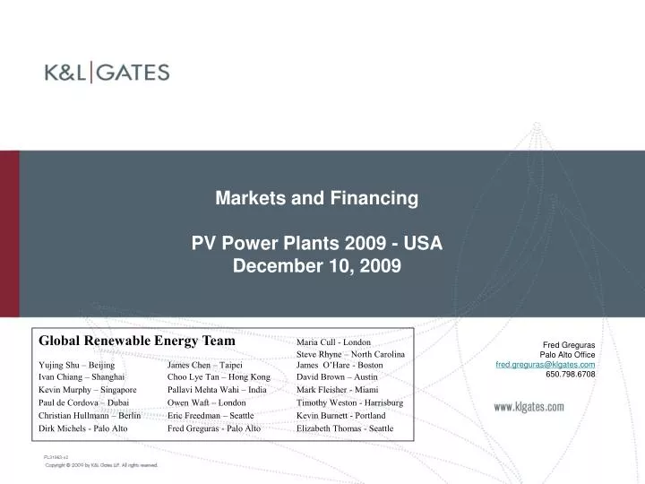 markets and financing pv power plants 2009 usa december 10 2009