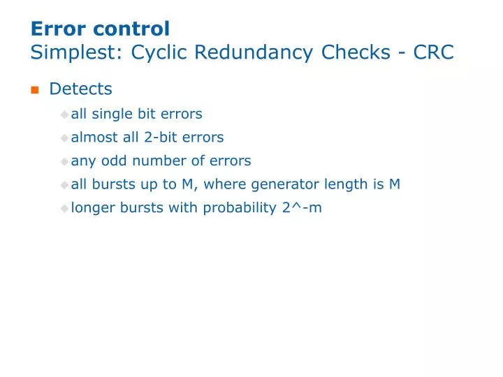error control simplest cyclic redundancy checks crc