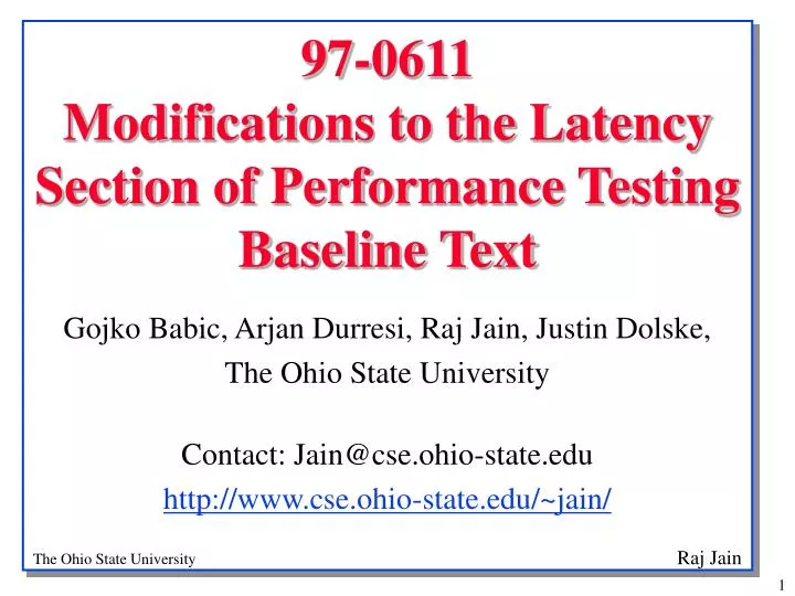 97 0611 modifications to the latency section of performance testing baseline text