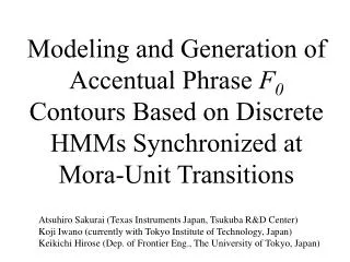 Atsuhiro Sakurai (Texas Instruments Japan, Tsukuba R&amp;D Center)