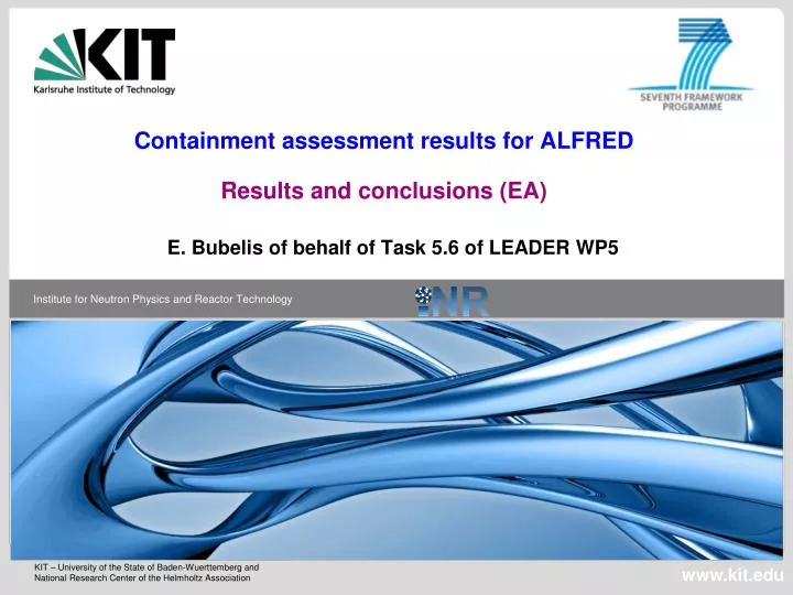 containment assessment results for alfred results and conclusions ea