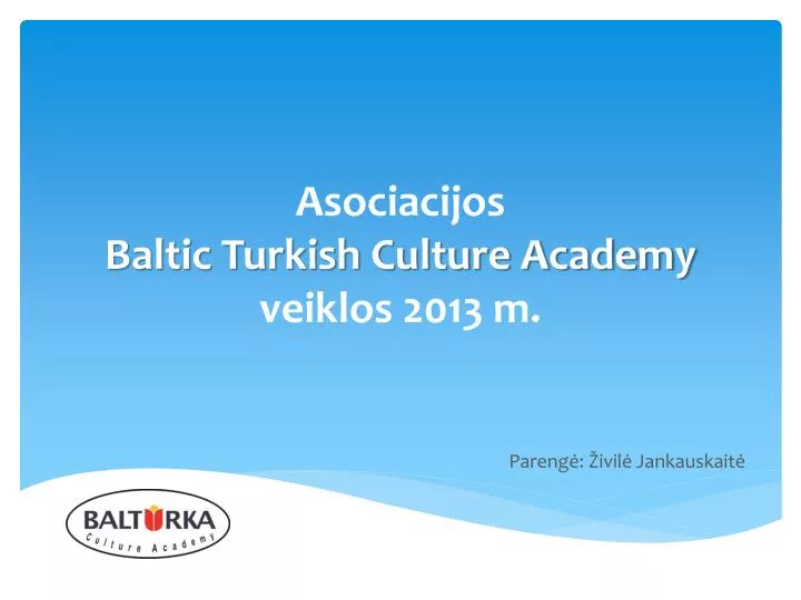 asociacijos baltic turkish culture academy veiklos 2013 m