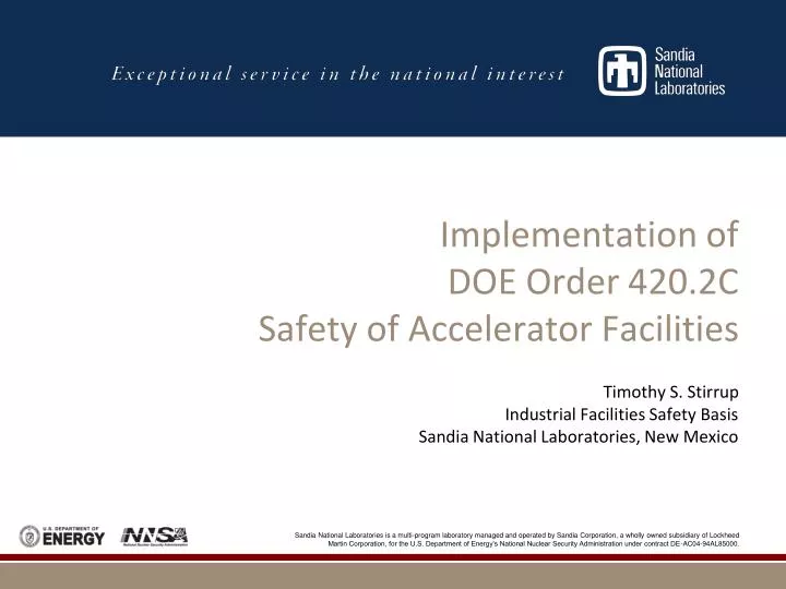 implementation of doe order 420 2c safety of accelerator facilities