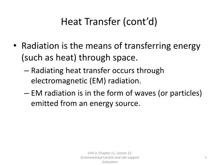 heat transfer cont d