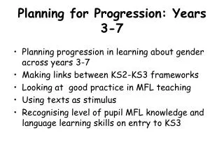 Planning for Progression: Years 3-7