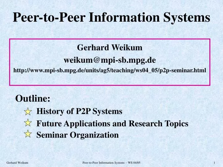 peer to peer information systems