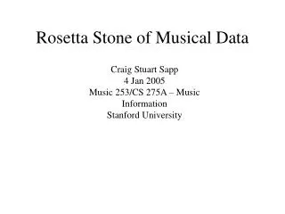 Rosetta Stone of Musical Data