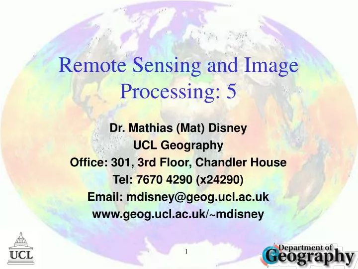 remote sensing and image processing 5