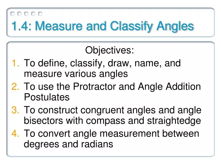 1 4 measure and classify angles