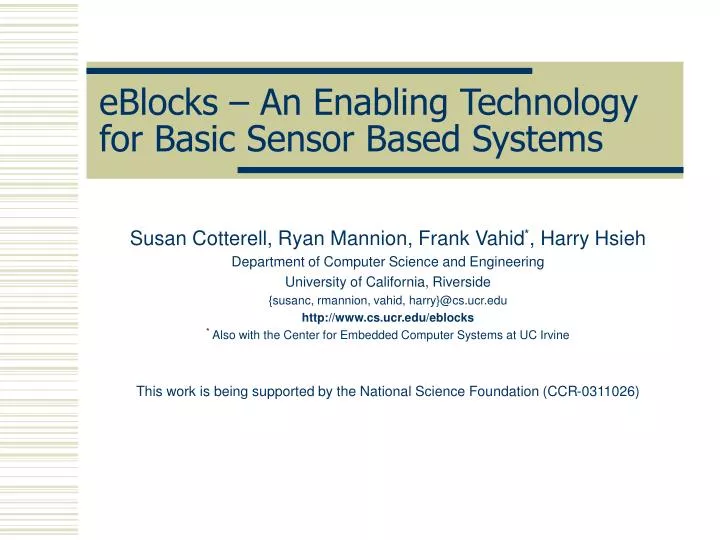 eblocks an enabling technology for basic sensor based systems
