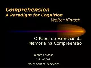 comprehension a paradigm for cognition walter kintsch
