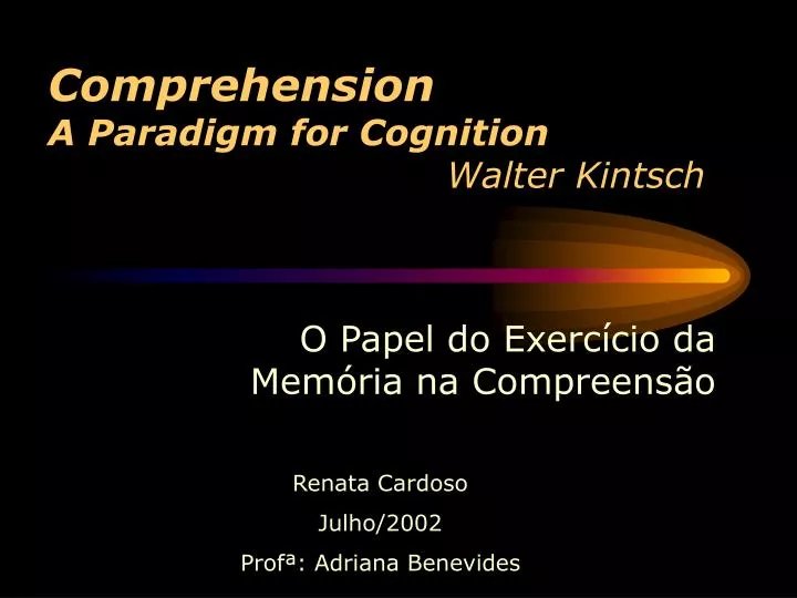 comprehension a paradigm for cognition walter kintsch