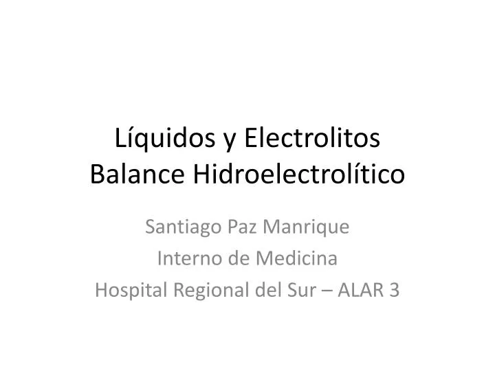 l quidos y electrolitos balance hidroelectrol tico