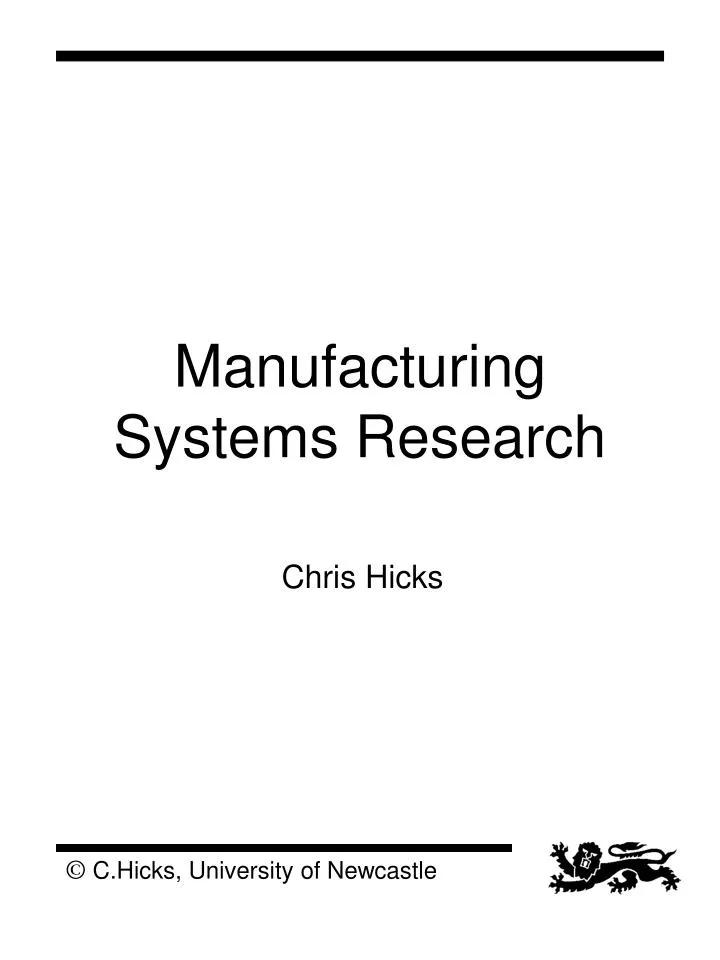 manufacturing systems research