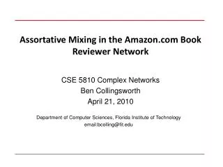 Assortative Mixing in the Amazon Book Reviewer Network