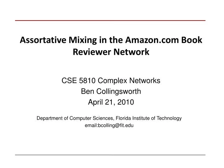 assortative mixing in the amazon com book reviewer network