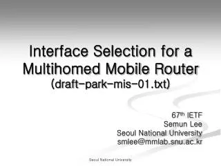 Interface Selection for a Multihomed Mobile Router (draft-park-mis-01.txt)