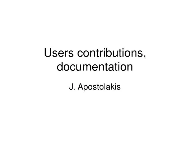 users contributions documentation