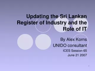 Updating the Sri Lankan Register of Industry and the Role of IT