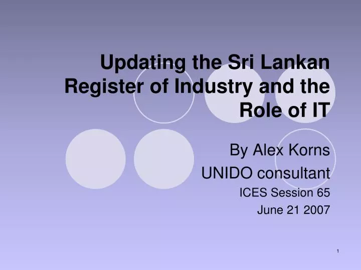 updating the sri lankan register of industry and the role of it