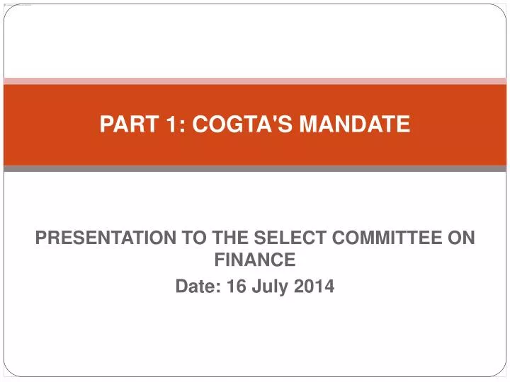 part 1 cogta s mandate