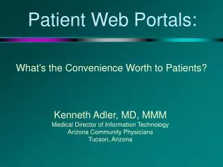 Patient Web Portals: