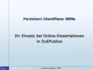 persistent identifiers urns