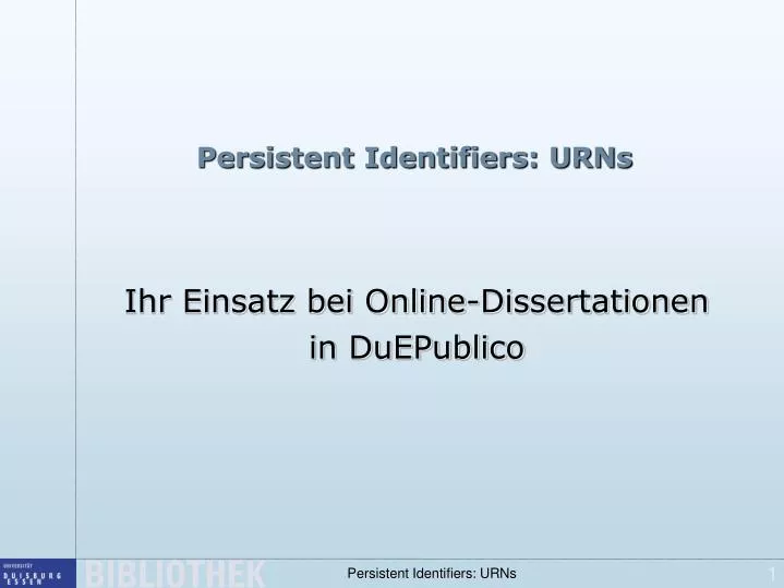 persistent identifiers urns