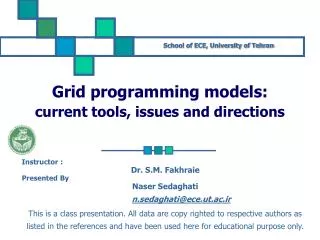 Grid programming models: current tools, issues and directions