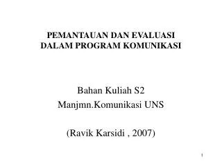 pemantauan dan evaluasi dalam program komunikasi