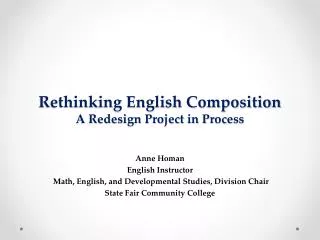 Rethinking English Composition A Redesign Project in Process