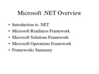 Microsoft .NET Overview